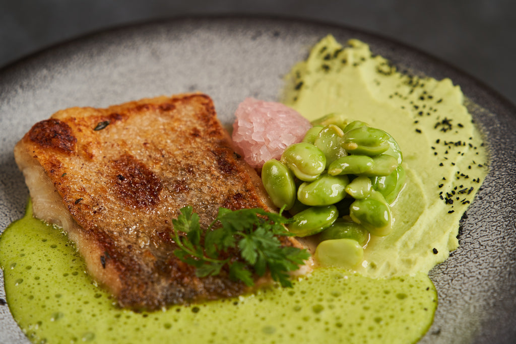 Marinated Salmon With Edamame Puree