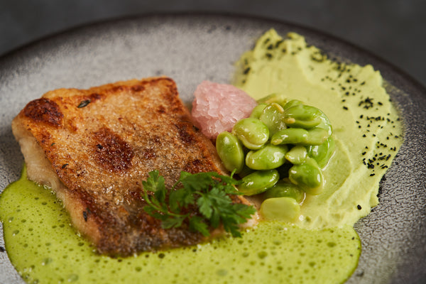 Marinated Salmon With Edamame Puree