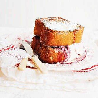 Cream Cheese Stuffed French Toast With Pomegranate Syrup